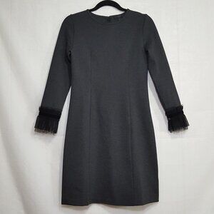 NWOT J Crew sheath dress tulle cuffs grey sz XS
